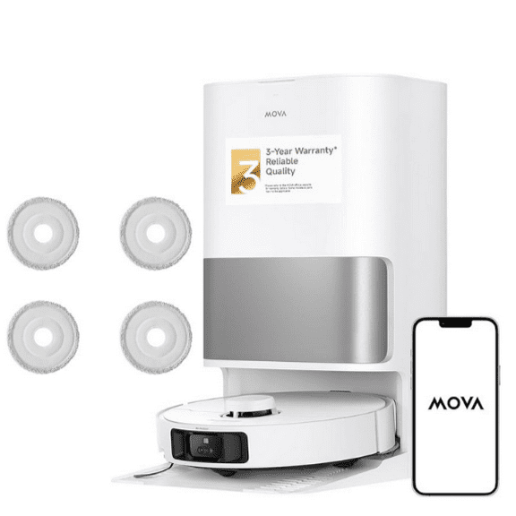 MOVA P10 Pro Ultra Robot Vacuum and Mop Combo, 13kPa Suction, Hot Water Auto Mop Washing & Drying, Dual Spinning Extenable Mop