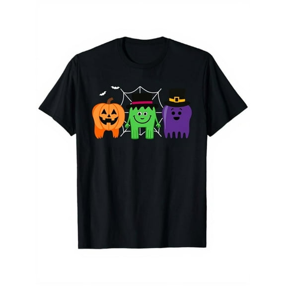 Halloween Pumpkin T Shirt Geometric Print Graphic Tee For Party Streetwear Slim Fit Short Sleeve Round Neck Black S-5XL