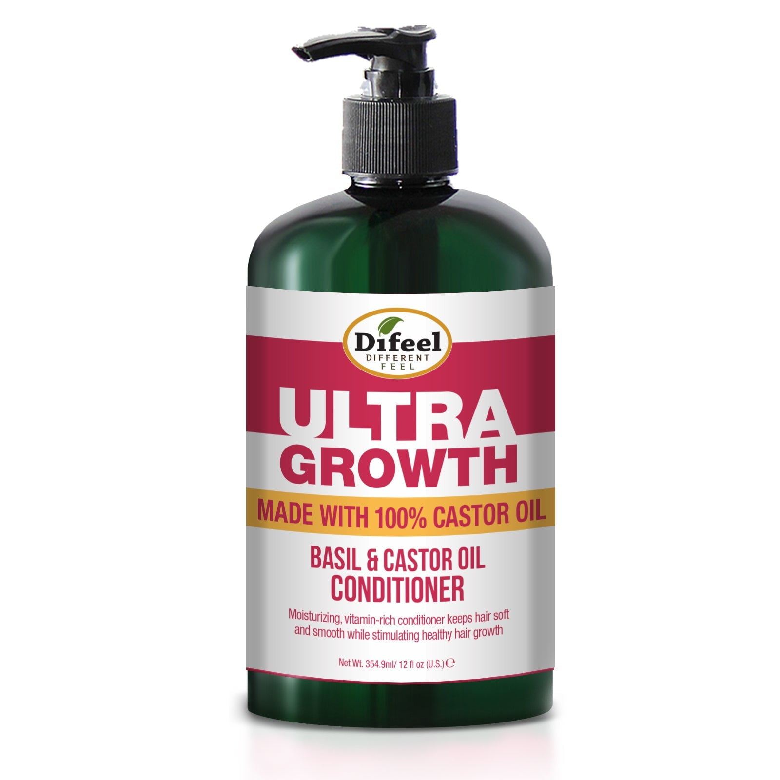 Difeel Ultra Growth Basil & Castor Oil Hair Conditioner, Strengthening Hair Treatment, 12 oz.