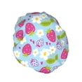 thumbnail image 2 of Kdxio Strawberry And Flowers Print Shower Cap for Women,Elastic and Reusable,Double Waterproof Layers Bathing Hat, 2 of 9