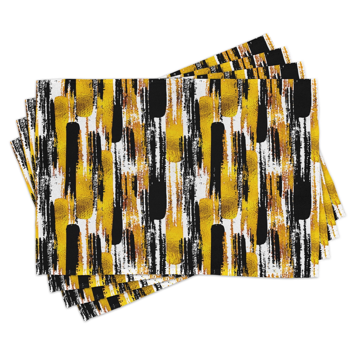 Modern Art Placemats Set of 4 Watercolored Grunge Brushstroke