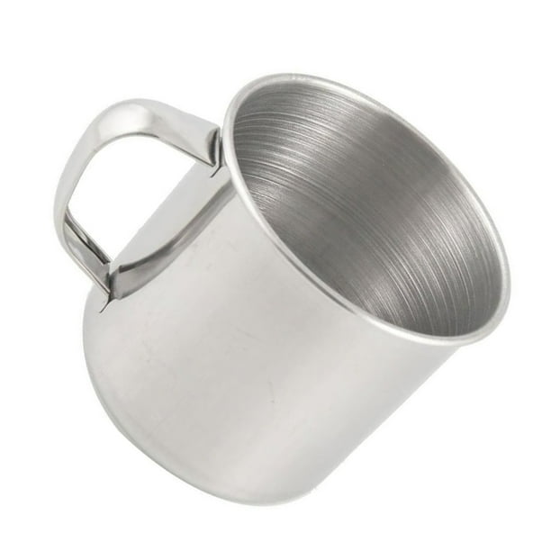 Injueey Taza de acero inoxidable resistente a la oxidación con asa, tazas de acero inoxidable para acampar, regalos prácticos Mostrada