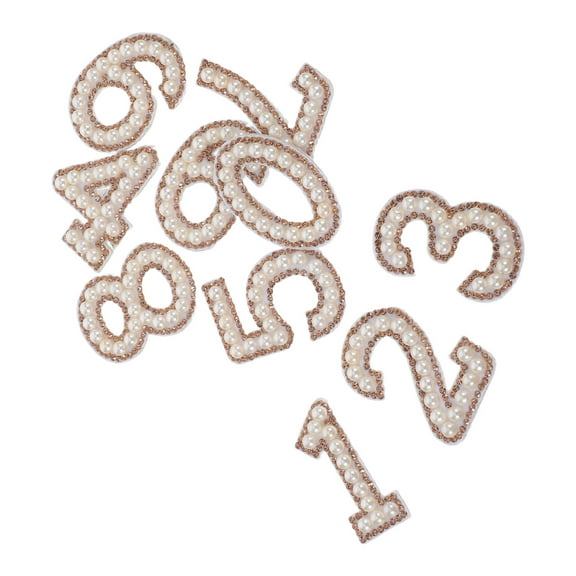 GOOHOCHY 10 Pcs Glitter Iron Patches Sew Beaded Rhinestone Number