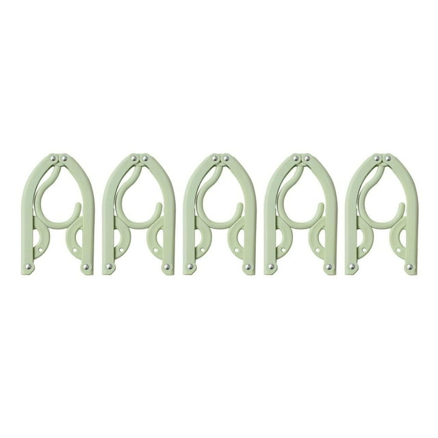WHEANG 5Pcs Travel Foldable Hangers Update Portable Plastic Hanger Travel Accessories Must Haves Clothes Drying Rack Folding Hanger for Traveling Camping Flying Rv Cruise Suitcase One Size Green