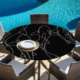 thumbnail image 6 of Black Striped Shark Round Tablecloth 45-54 Inch Round Fitted Table Cloth with Elastic Edge, Modern Abstract Art Stripes Waterproof Table Cover Protector for Outdoor Picnic Party Dining, 6 of 9