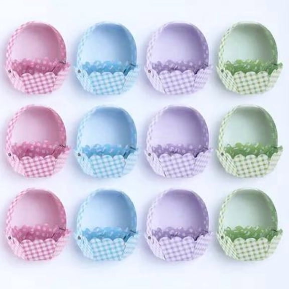 ifundom 12Pcs Easter Adornment Baskets Assorted Color Portable DIY Storage Baskets