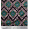 thumbnail image 1 of Soimoi Black Cotton Poplin Fabric Seamless Damask Print Sewing Fabric Yard 56 Inch Wide, 1 of 3