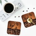 thumbnail image 4 of Disketp Coffee Beans Funny Coasters,4 Pcs Leather Coasters with Holder, Perfect Housewarming Hostess Gifts,Protect Furniture from Water Marks Scratch and Damage-Square, 4 of 6