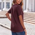 thumbnail image 3 of Plebaso T-Shirts à Rayures Col en V pour Femmes Manches Courtes Été Décontracté Blouses Amples pour Femmes, 3 of 7