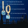 thumbnail image 3 of Gem Stone King 10K Yellow Gold Swiss Blue Topaz and White Lab Grown Diamond Dangle Drop Huggie Hoop Earrings for Women (0.81 Cttw, Gemstone November Birthstone, Round 4MM), 3 of 6