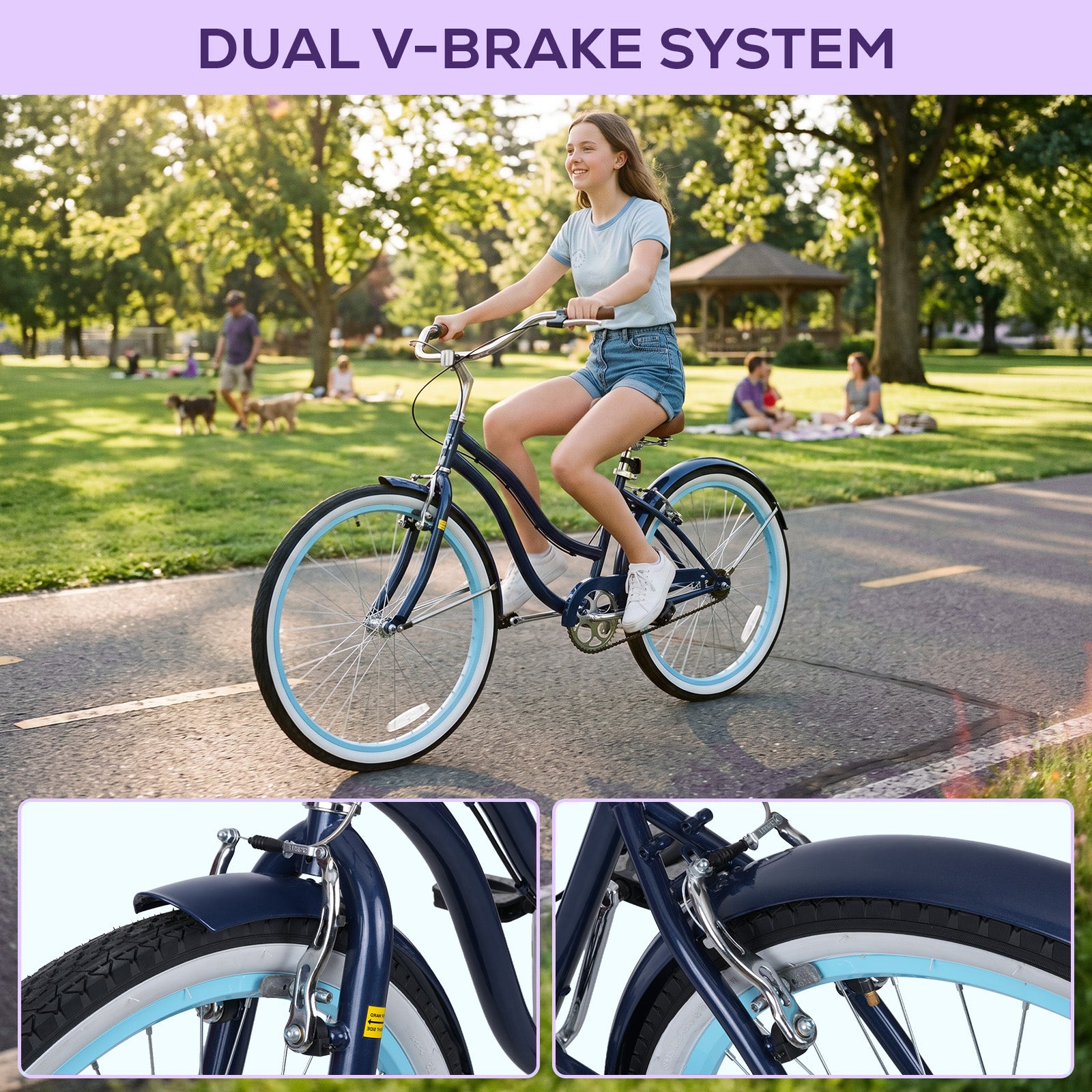 Hykolity 24 Inch Adult Beach Cruiser Bike photo 4