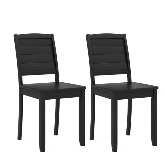 Giantex Wooden Dining Chair Set of 2, Rubber Wood Leg Armless Kitchen Chairs, Farmhouse Diner Chairs, Black