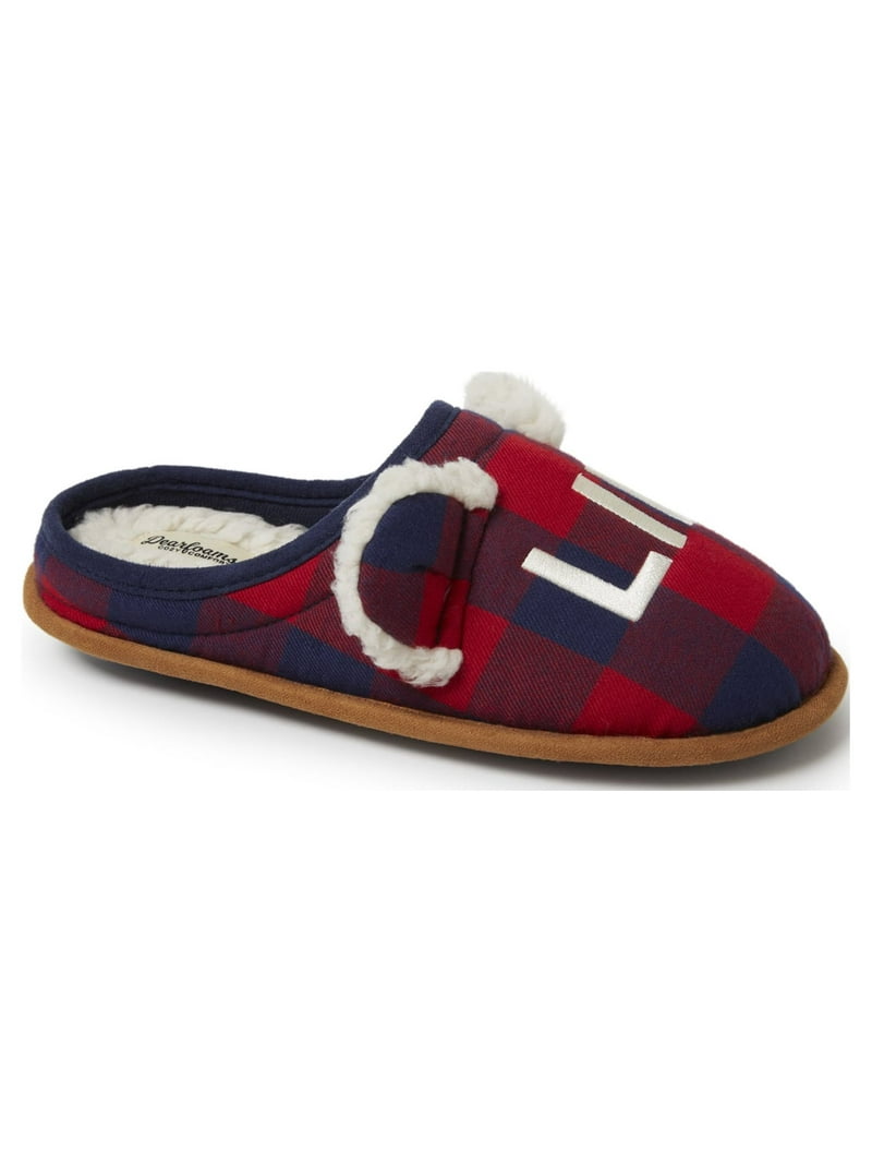Dearfoams Unisex Plaid Clog Slippers, Navy Plaid, Men display picture 1