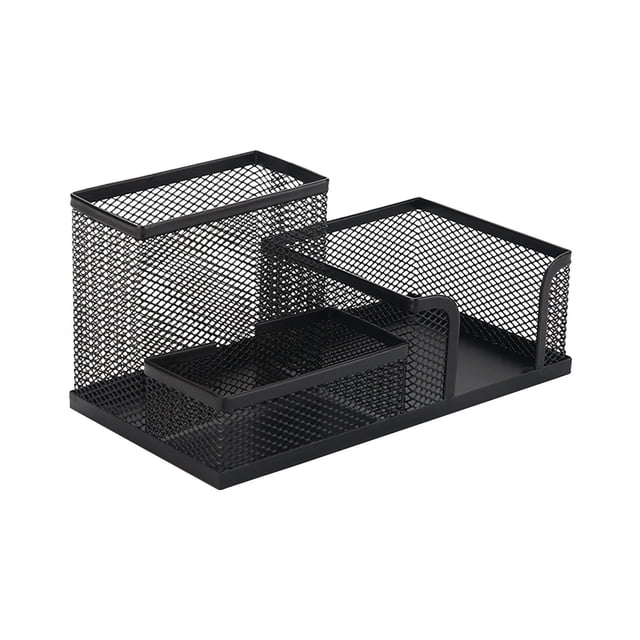 Pencil Holder for Desk, Pen Holder for Desk Metal Mesh Pen Organizer with 3 Compartments for Office Supplies