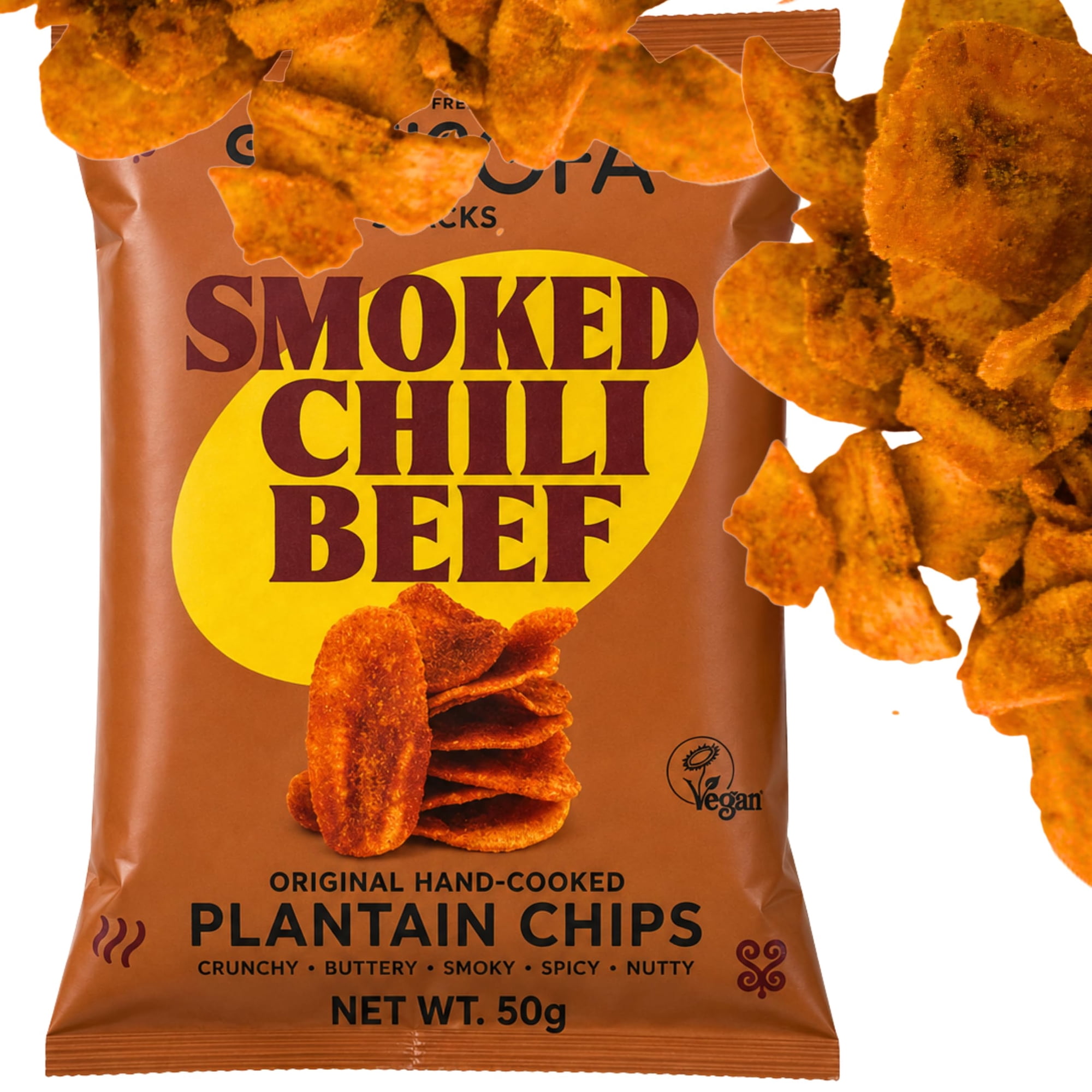 African Delights Smoked Chili Beef Plantain Chips, Pack of 3 (50g Each)