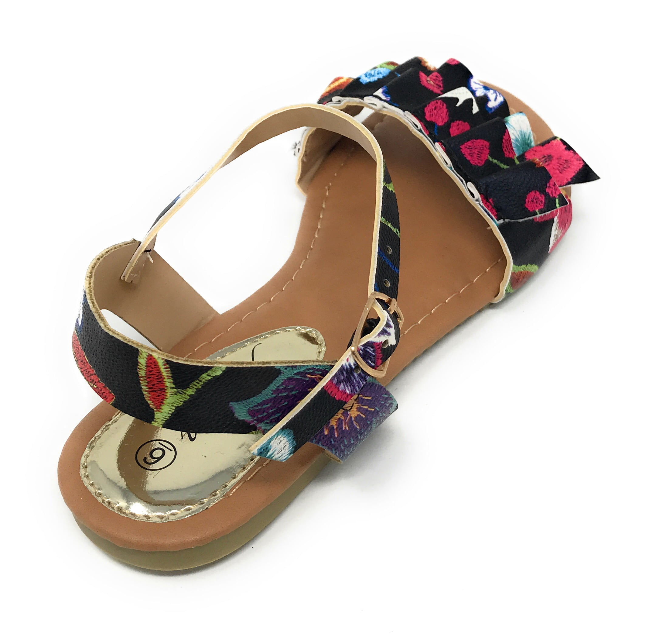 Victoria K Women's Printed Floral Ruffels Sandals
