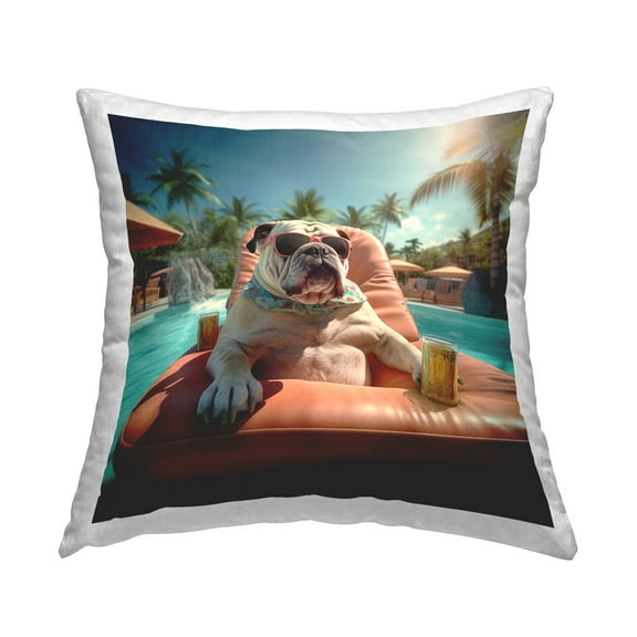Stupell Industries Tropical Pool Dog Decorative Printed Throw Pillow Design by Jim Baldwin