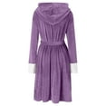 thumbnail image 6 of Lisingtool Pajamas For Women Women Winter Lengthened Shawl Bathrobe Home Clothes Long Sleeved Robe Coat Womens Pajama Sets Purple, 6 of 7