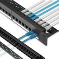thumbnail image 1 of Patch Panel 24 Port Cat6 with Inline Keystone 10G Support, Rapink Pass-Thru Coupler Patch Panel UTP 19-Inch with Removable Back Bar, 1U Network Patch Panel for Cat6, Cat5e, Cat5 Cabling, 1 of 15