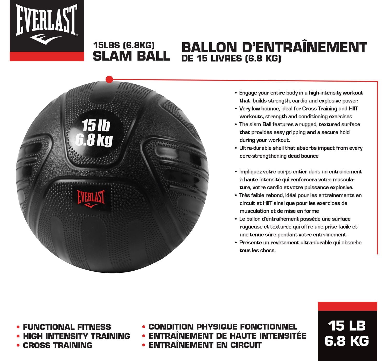 Ballon D’Entraînement De 15 Livres (6.8 Kg) par L'Everlast