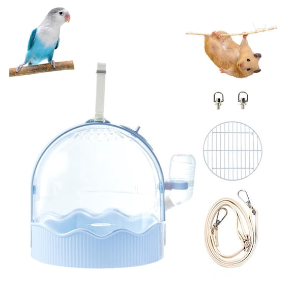 Portable Large Space Bird & Small Animal Travel Cage for Parrot & Hamster - Lightweight PS Carry Cage with Shoulder Strap for Indoor & Outdoor Use