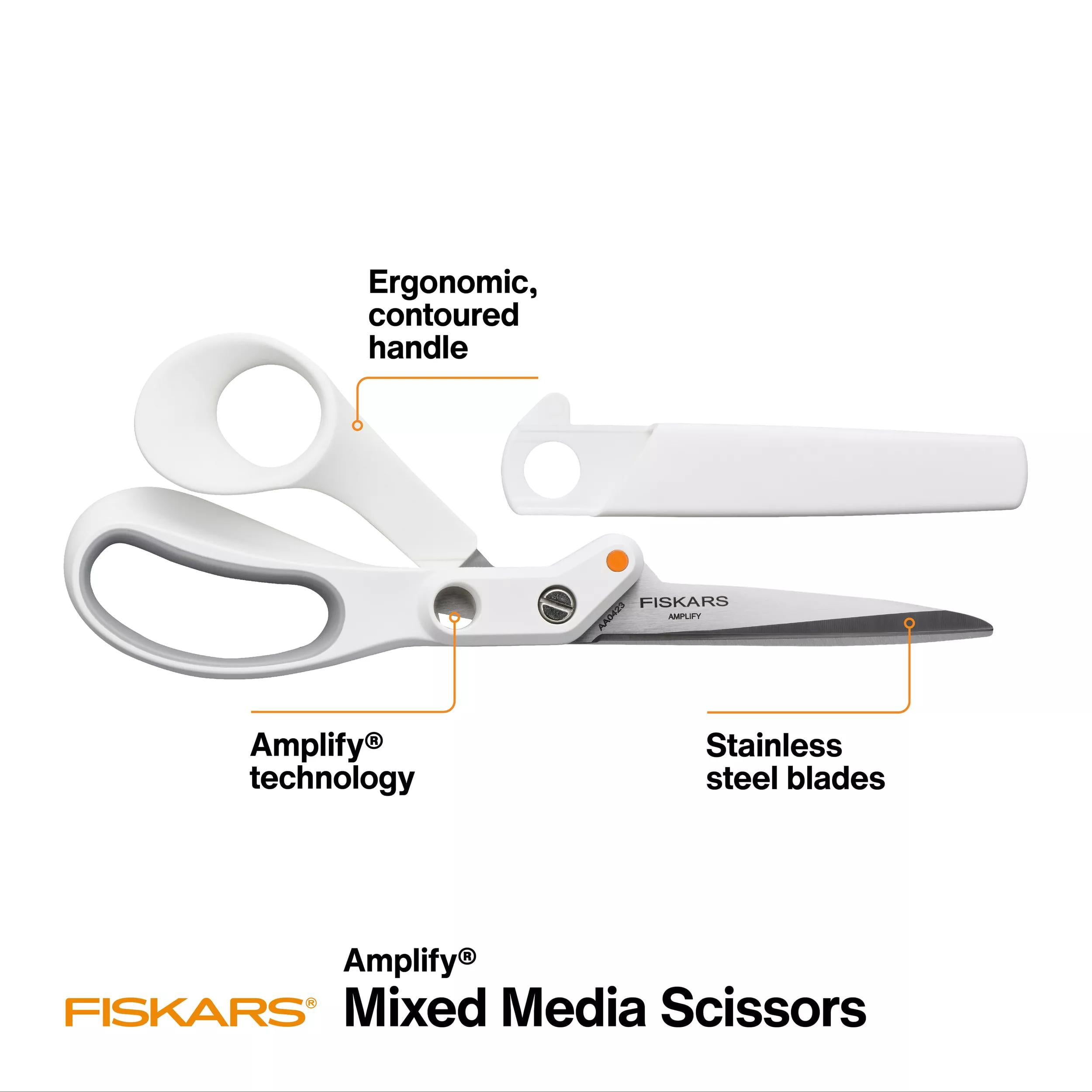 Fiskars Amplify 8 in. Mixed Media Scissors for Cardstock, Magnet & Chipboard