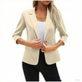 thumbnail image 4 of Mgmyaa Women's Blazer Fashion Casual Fake Pocket Buttoned 3/4 Sleeve Lapel Slim Fit Button Open Front Suit Jackets Officewear, 4 of 6