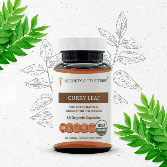 Secrets Of The Tribe Curry Leaf Organic Capsules Dietary Supplement, Natural Herbal Capsules for Digestive Support, Certified Organic Curry Leaf (Murraya koenigii) Dried Leaf, 60 Capsules
