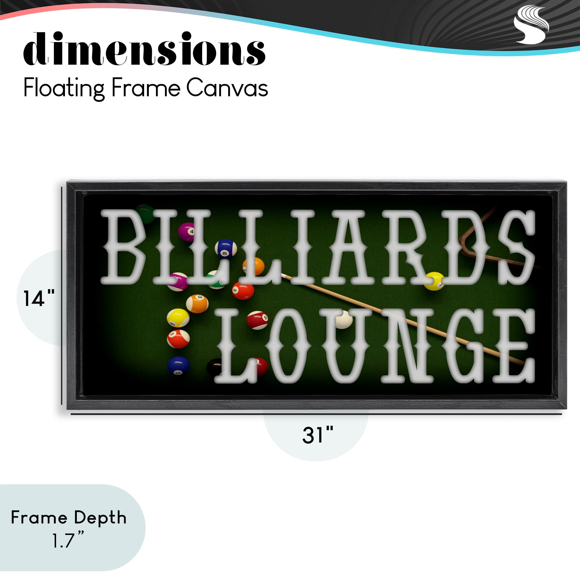 Stupell Industries Billiards Lounge Recreation Black Framed Floater Canvas Wall Art, design by Marcus Prime