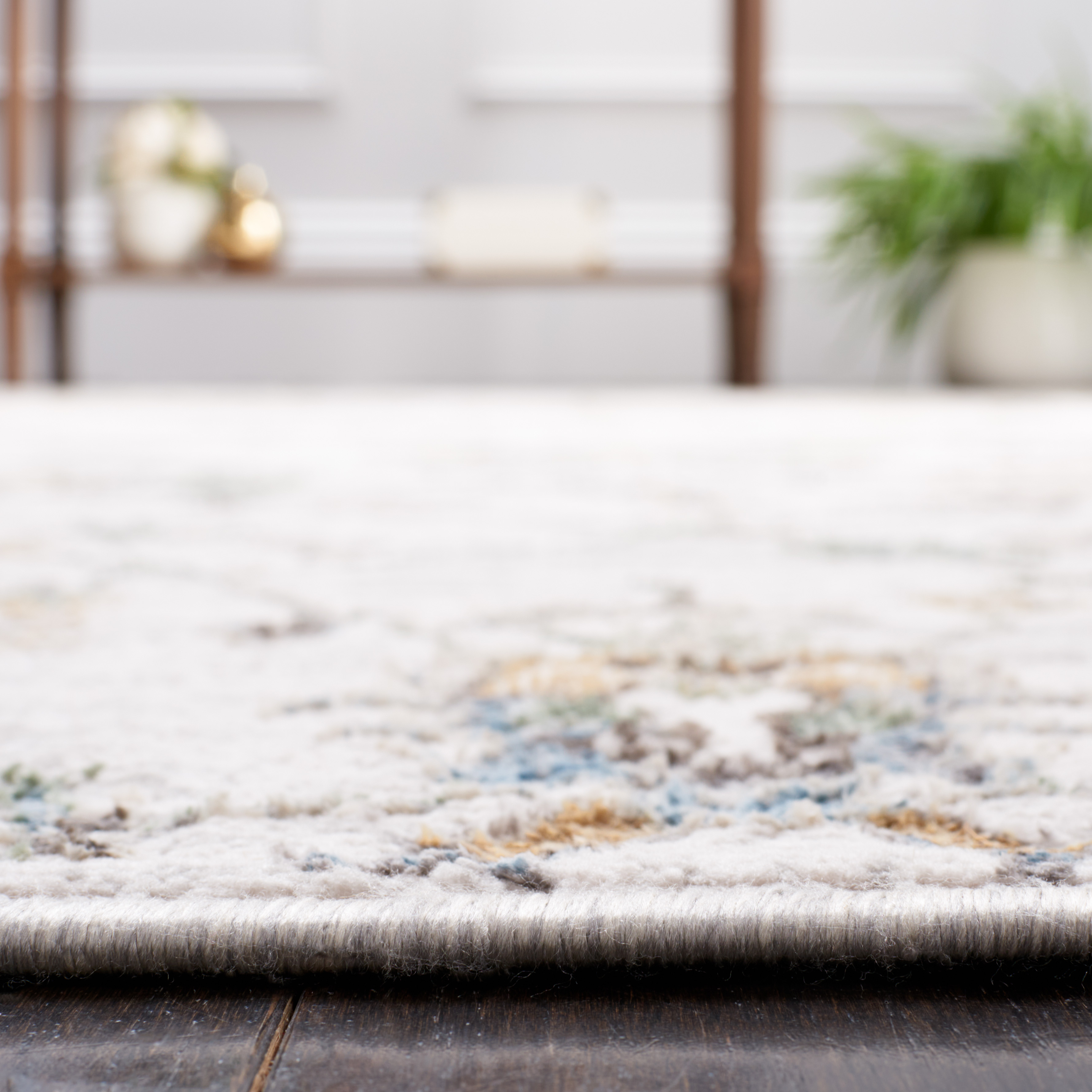 SAFAVIEH Bel Air Edith Abstract Polyester Area Rug, Beige/Gray, 4'5" x 6'5"
