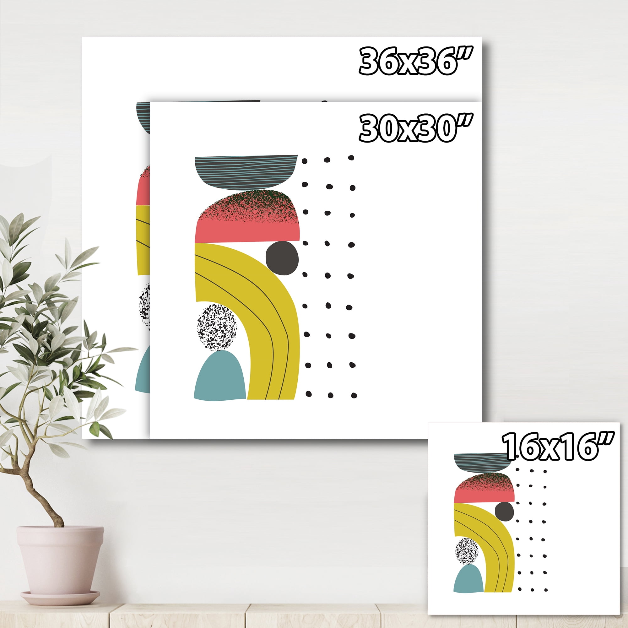 Designart ' Abstract Colorful Geometric Art Collage I ' Modern Canvas Wall Art Print