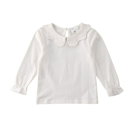 

Canrulo Casual Toddler Kids Baby Girls Long Sleeve T-Shirt Ruffle Blouse Tops Pullovers White 4-5 Years