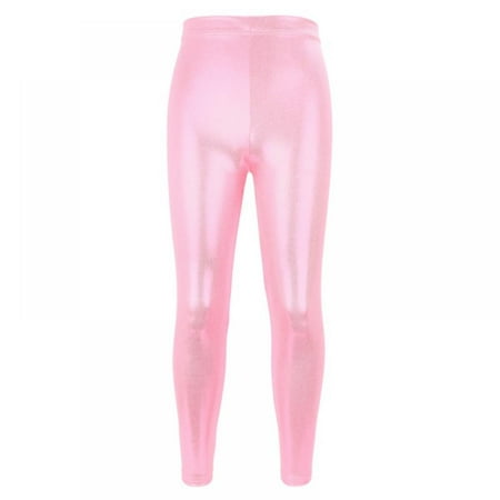 

BULLPIANO Girl s Athletic Shiny Yoga Leggings - Dance Workout Yoga Running Tights Stretch Active Pants for Youth Kids 4-10 Years