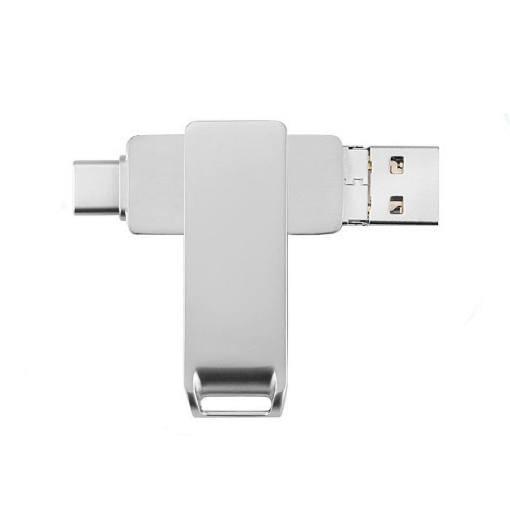 Qia High Speed USB 3.0 Flash Drive 360° Rotation for Apple Type-C Mobile Phone U Disk/USB Three-in-One Metal U Disk 32GB/64GB/128GB/256GB
