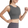 thumbnail image 2 of Lixiuxyad Women's Solid Color Sports Bra Yoga Bra Vest Suspender,Bras for Women Gray XL, 2 of 7