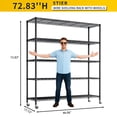 thumbnail image 6 of UBesGoo 5-Tier Steel Shelving Unit with Wheels, 46"W  Storage Shelving Rack, Heavy Duty Adjustable Wire Shelf, 46"W x 72" H x 18" D, 6 of 14
