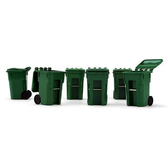 First Gear 90-0519 1 by 34 scale Plastic Collectible Green Trash Carts - Set of 6
