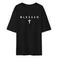 thumbnail image 4 of FUZHIQ Christian Shirts for Men Blessed Cross Graphic T-Shirt Casual Streetwear Vintage Tee God T-Shirt Top, 4 of 4