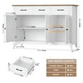 thumbnail image 6 of Hiphuta 47"W Buffet Cabinet with Adjustable Shelf, Modern Farmhouse Coffee Bar with 3 Drawers and Sturdy Base for Small Space and Living Room, White, 6 of 7