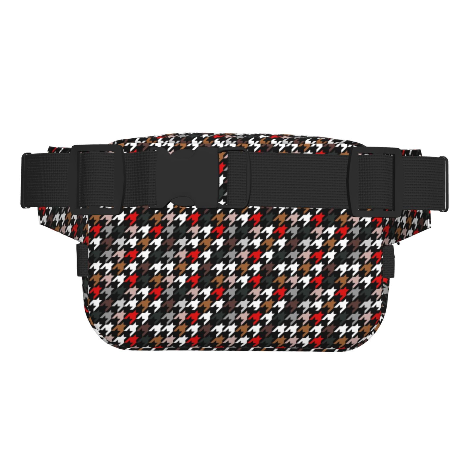 Picia Houndstooth Green Red Print Square Double-Layer Waist Bag Mini Adjustable Waist Belt Bag Exercise Running Travel Hiking