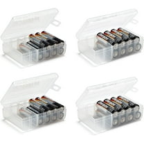 Set of 4 - Two AA and Two AAA Battery Storage Box, Battery Storage Case, Battery Holder Clear
