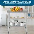 thumbnail image 2 of 60''x24'' Commercial Stainless Steel Work Table for Restaurant & Home with Under Shelf and Wheels, 2 of 8