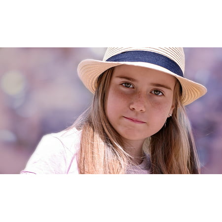Canvas Print Human Person Child Hat Long Hair Face Girl Blond Stretched Canvas 10 x 14