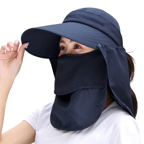 HJYCHN Women's Wide Brim Sun Hat UPF 50 Adjustable Outdoor Summer Beach Hat For Travel Hiking Cycling Navy One Size