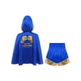 thumbnail image 2 of vastwit Youth Kids Boys Boxing Robe Hooded Cape and Shorts Set 2-Piece Kickboxing Uniform Training Outfit Blue Gold 12, 2 of 7