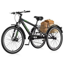 Lilypelle Mountain Tricycle for Adults, MTB 7 Speed Three Wheel Bike, 24/26/27.5 Inch Adults Trikes w/ Disc Brake & Cargo Basket for Women, Men, Seniors