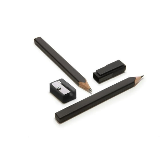 Moleskine Set of 2 Black Pencils and Sharpener, Black, Large Point (3.0 MM), Black Lead