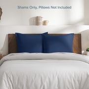 Bare Home Pillow Sham Set - Premium 1800 Collection - Double Brushed - Euro, Dark Blue
