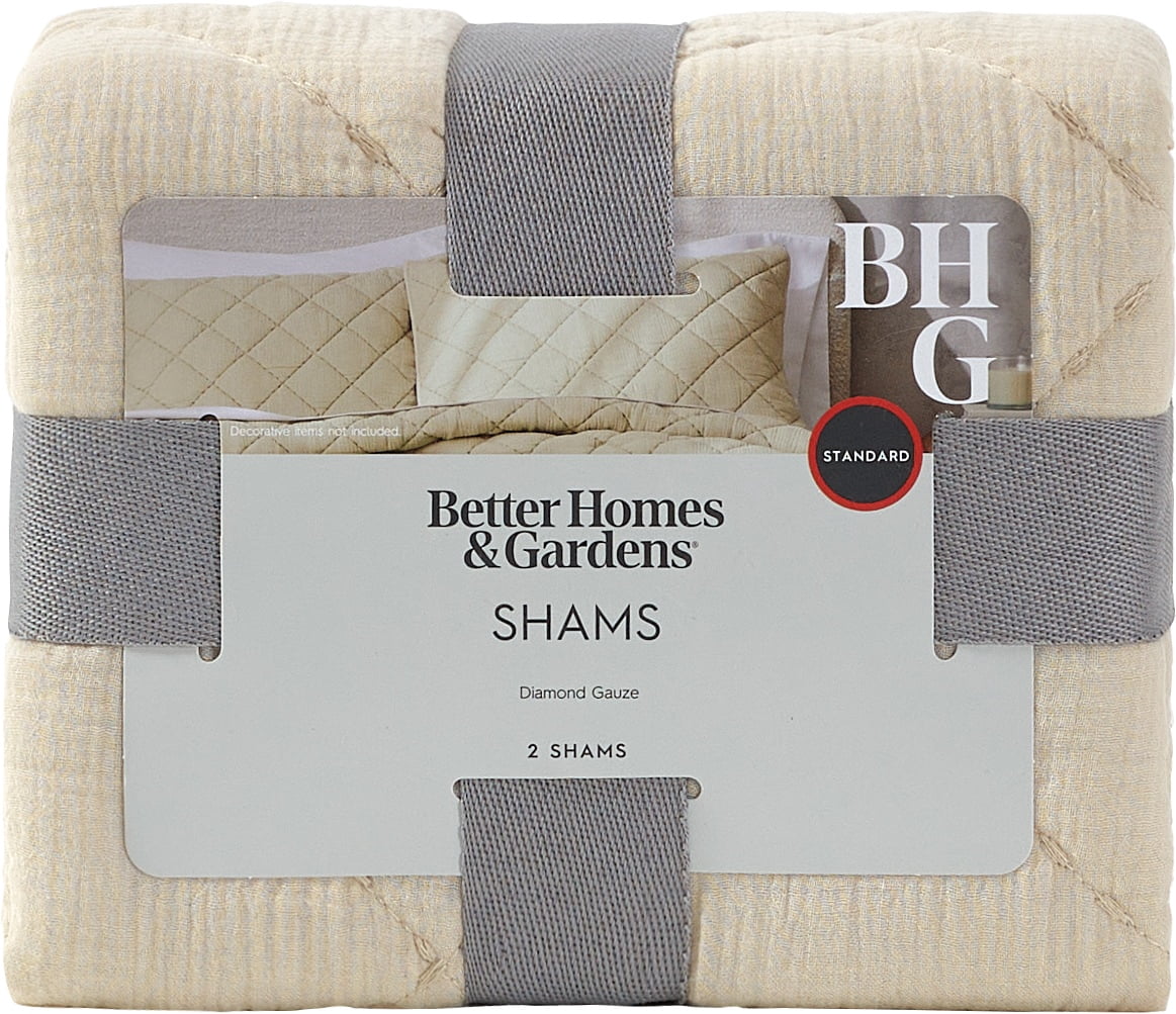 Better Homes & Garden Diamond Gauze Shams, Standard, Beige, 2 Pack