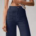 thumbnail image 6 of GXIPO Women Stretch Twill Cropped Pants Wide Leg Jeans with Patch Pocket Straight Leg Chino Pants Casual Ankle Jeans Dark Blue L, 6 of 9